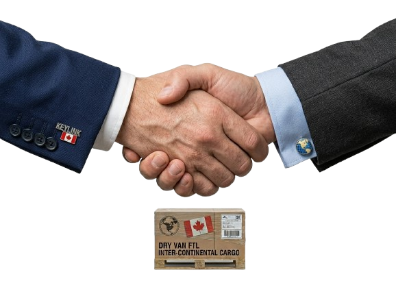 Business handshake representing Keylink Transport's trusted Canada–USA freight partnerships
