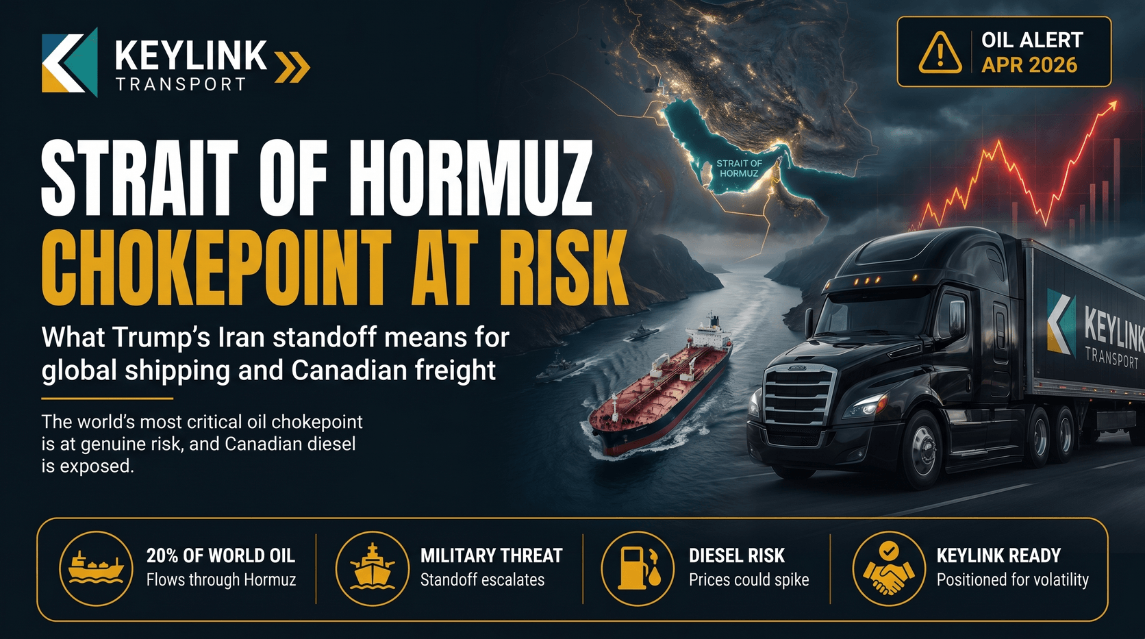 Industrial energy and oil infrastructure representing the Strait of Hormuz global shipping risk