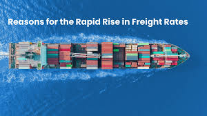 Container ship overhead representing the rapid rise in freight rates and mid-2024 freight market