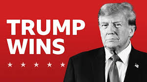 Trump wins November 5, 2024 election news graphic